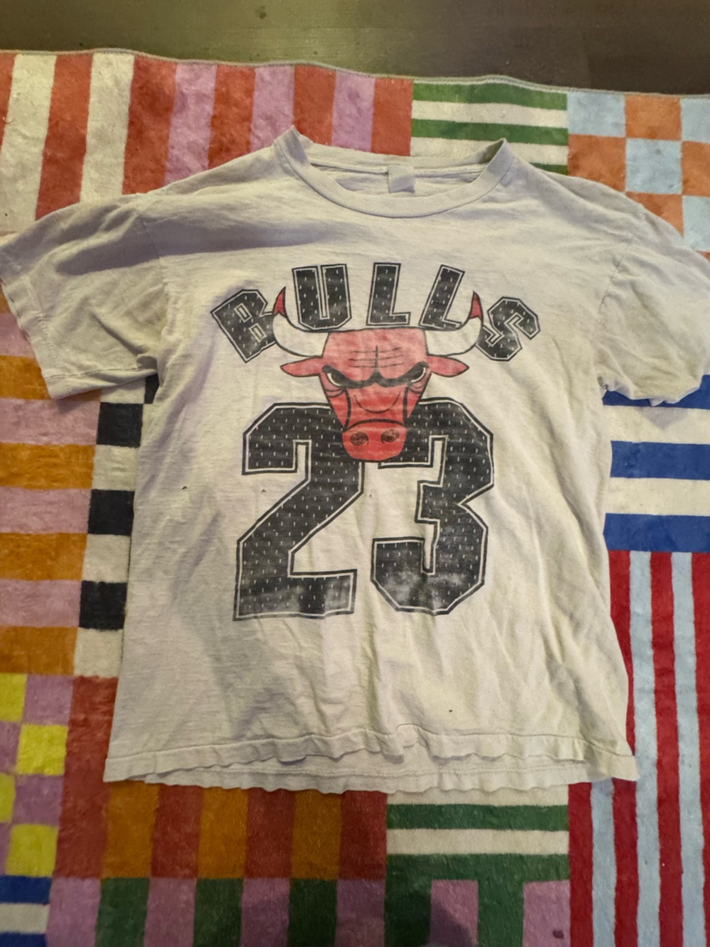 Jordan White Tee with Red Bulls Logo and Black 23 Graphic